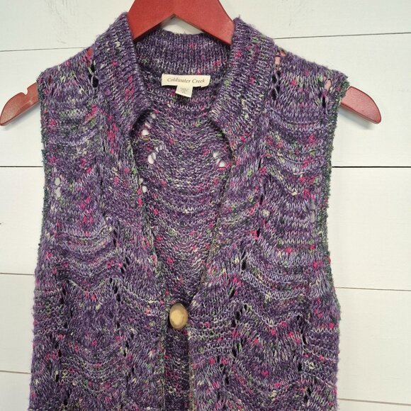 Coldwater Creek Womens Sleeveless Knit Vest S Purple Multicolor Button Front Lig - Picture 2 of 8